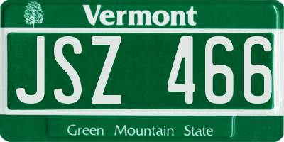 VT license plate JSZ466