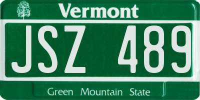 VT license plate JSZ489
