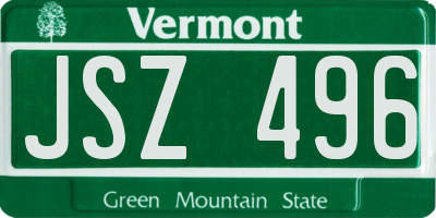 VT license plate JSZ496