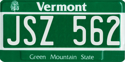VT license plate JSZ562