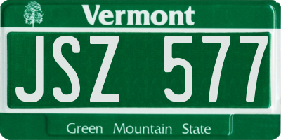 VT license plate JSZ577
