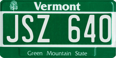 VT license plate JSZ640