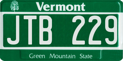VT license plate JTB229