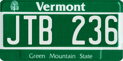 VT license plate JTB236