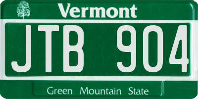 VT license plate JTB904