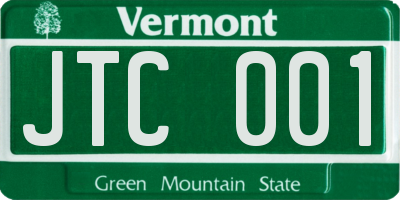 VT license plate JTC001