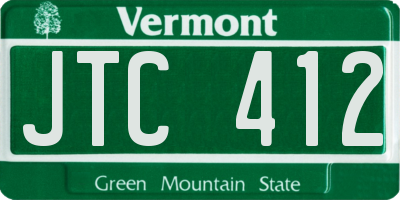 VT license plate JTC412