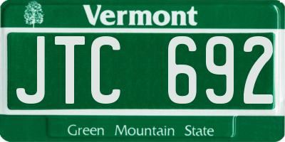 VT license plate JTC692