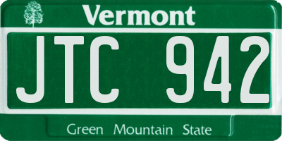 VT license plate JTC942