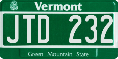 VT license plate JTD232