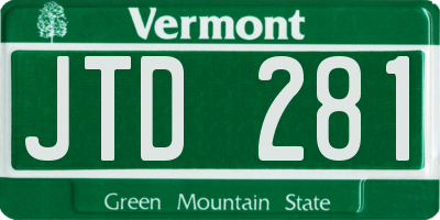VT license plate JTD281