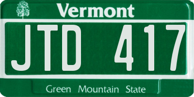 VT license plate JTD417