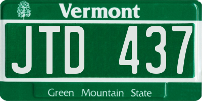 VT license plate JTD437