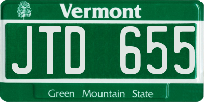 VT license plate JTD655