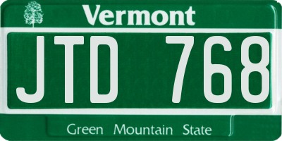 VT license plate JTD768