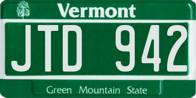 VT license plate JTD942