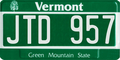 VT license plate JTD957