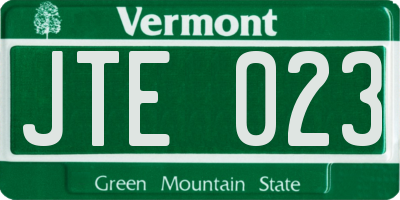 VT license plate JTE023