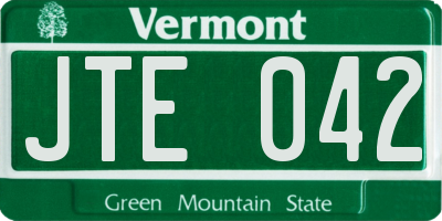 VT license plate JTE042
