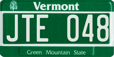 VT license plate JTE048
