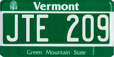 VT license plate JTE209