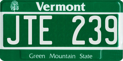 VT license plate JTE239