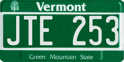 VT license plate JTE253