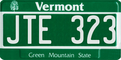 VT license plate JTE323