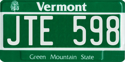 VT license plate JTE598