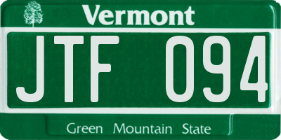 VT license plate JTF094