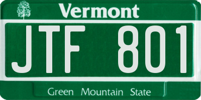 VT license plate JTF801