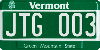 VT license plate JTG003