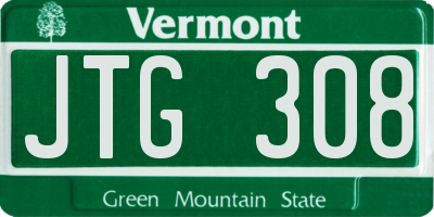 VT license plate JTG308