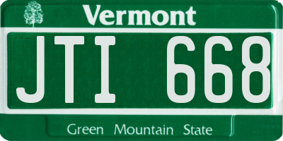 VT license plate JTI668