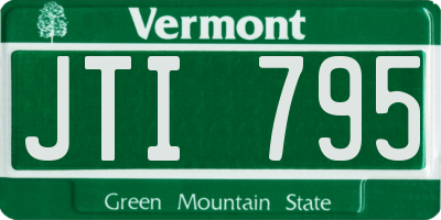 VT license plate JTI795