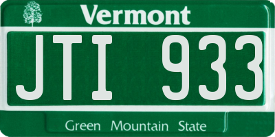 VT license plate JTI933