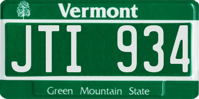 VT license plate JTI934
