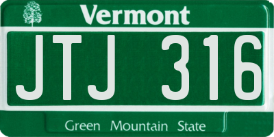 VT license plate JTJ316