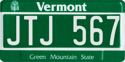 VT license plate JTJ567
