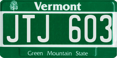 VT license plate JTJ603