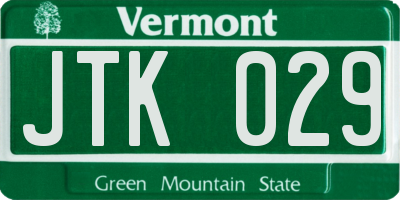 VT license plate JTK029