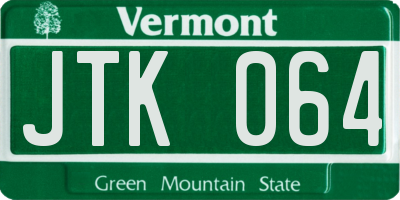 VT license plate JTK064