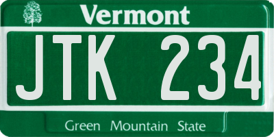 VT license plate JTK234