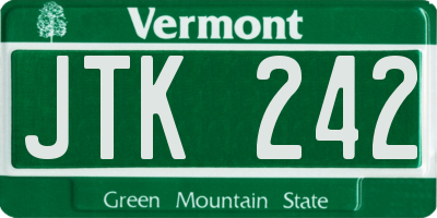 VT license plate JTK242