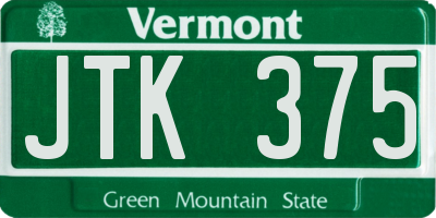 VT license plate JTK375
