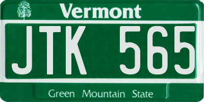 VT license plate JTK565
