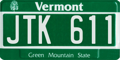 VT license plate JTK611