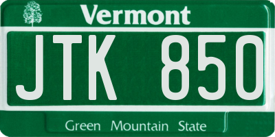 VT license plate JTK850