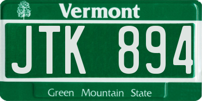 VT license plate JTK894