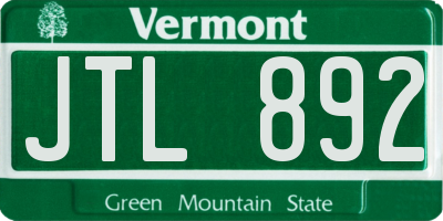 VT license plate JTL892